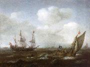 Hendrik Cornelisz. Vroom A Dutch Ship and Fishing Boat in a Fresh Breeze painting
